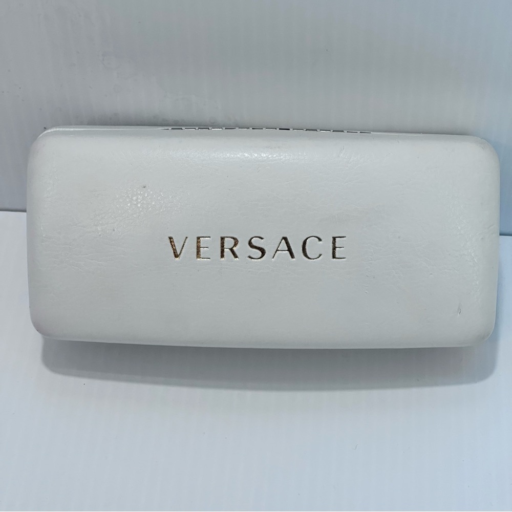 Versace White Leather Sunglass Eyewear‎ Case Hard Clamshell